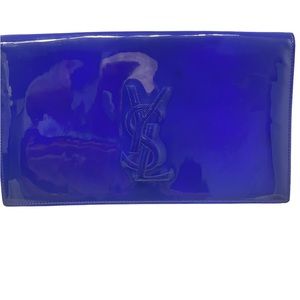 Authentic Ysl Belle De Jour Pant leather Royal Blue Clutch